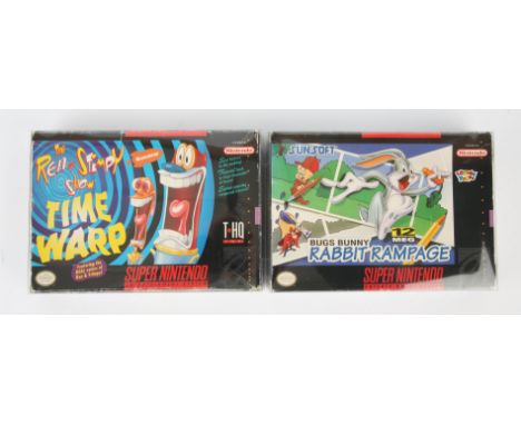 Super Nintendo (SNES) 90's cartoons bundle Includes: The Ren & Stimpy Show: Time Warp and Bugs Bunny: Rabbit Rampage Conditio