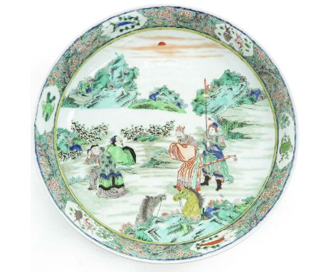 Decorated with Chinese figures in landscape, marked with double ring, 43 cm. in diameter.
