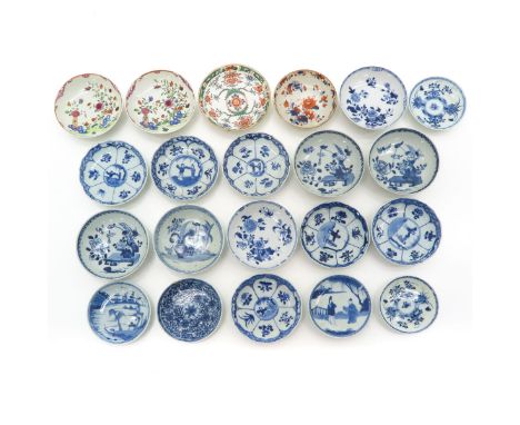 Including saucers and small plates in diverse decors and sizes, some 18th Century, largest plate is 12 cm. in diameter, in di