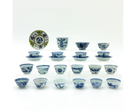 In diverse decors and sizes, including cups and saucers, some 18th Century, largest saucer is 12 cm. in diameter, some with c
