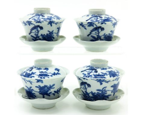 Floral decor with butterflies, saucers are 11 cm. in diameter, one saucer with restoration on edge.