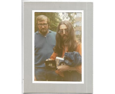 George Harrison and Mal Evans colour fan picture. This item is formerly the property of Beatles Fan Club secretary, Freda Kel