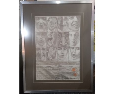 Klaus Voormann Four Track print signed framed and glazed  measures approx 32” x 22” 