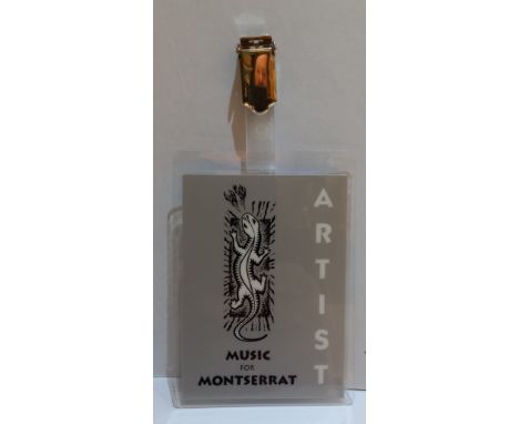 Music For Montserrat Artist Pass. This item is formerly the property of Beatles Recording Engineer Geoff Emerick 