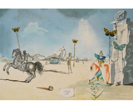 Dali, Salvador (1904-1989) "Hommage à Papillon", Radierung/Mischtechnik, 207/300, u. sign./num., u.l. Trockenstempel, PM 41x5