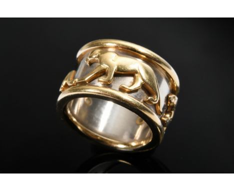 Cartier Bicolor Gold 750 Ring "Walking Panther", signiert und nummeriert, 12,2g, Gr. 50