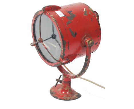 A superb vintage 20th century Industrial brass original searchlight - spot lamp by ' Francis Searchlights, Bolton, Lancs, Eng