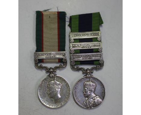 An India General Service Medal, George V crowned head issue, with three bars, 'North West Frontier 1930-31', 'North West Fron