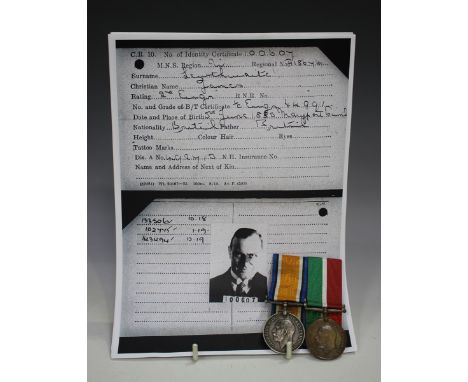 A 1914-18 British War Medal and a Mercantile Marine War Service Medal to James Lewthwaite, with copied paperwork.Buyer’s Prem