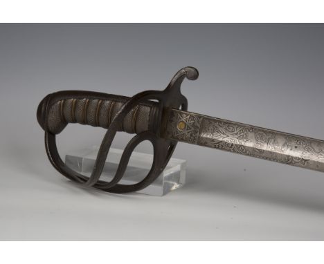 A Victorian 1821 pattern light cavalry officer's sword by W. Jones &amp; Co, 236 Regent St, London, with single-edged fullere