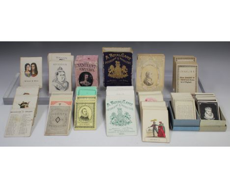 A collection of Royal related playing card games, including 'A Royal Game' by A. Collier, dated 1896, comprising 52 cards, in