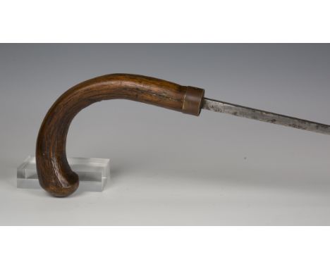 A late 19th century swordstick by Mole of Birmingham with tapered square-section blade, blade length 75cm, within a naturalis