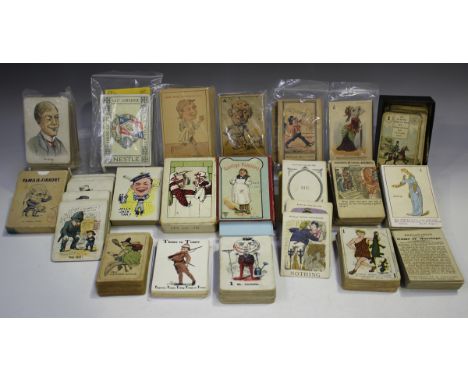 A large collection of approximately forty, mainly late 19th century playing card games, including an amusingly illustrated Fi