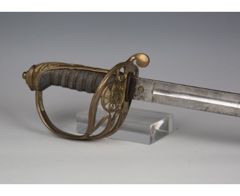 A Victorian 1845 pattern infantry officer's sword by Firmin &amp; Sons with single-edged fullered blade, blade length 82.5cm,