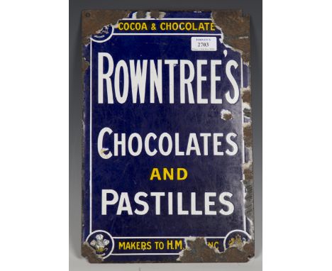 A Rowntree's Chocolates and Pastilles enamel advertising sign, 38cm x 25cm.Buyer’s Premium 29.4% (including VAT @ 20%) of the