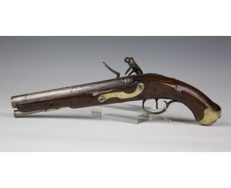 An early 19th century flintlock sea service belt pistol, barrel length 22.5cm, the border engraved lock marked 'G.R' and 'Tow