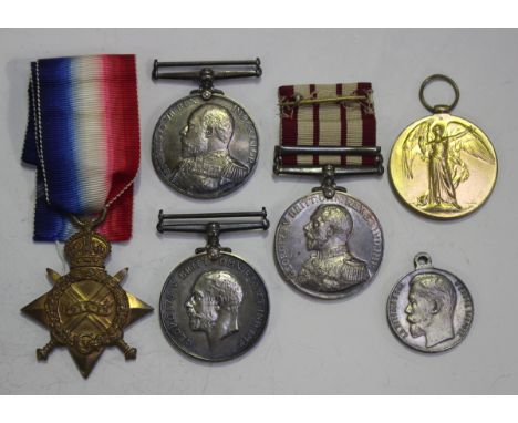 A group of five First World War period medals to S. Wood, comprising 1914-15 Star to '176133, S.Wood, A.B., R.N.', 1914-18 Br