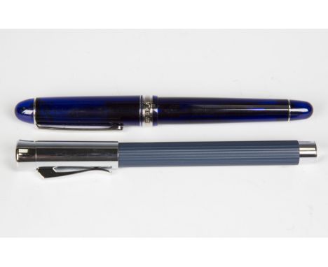 A Platinum 3776 Blue fountain pen, the nib detailed '14K B 585', boxed, together with a Graf von Faber-Castell roller pen, bo