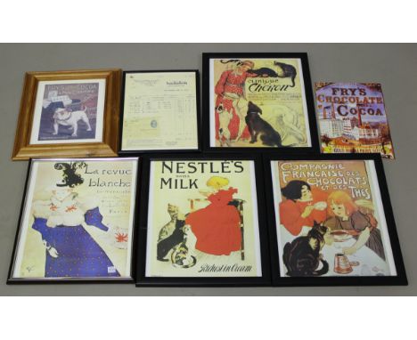 A quantity of mainly reproduction advertising items, including an enamel sign, a mirror and various prints.Buyer’s Premium 29