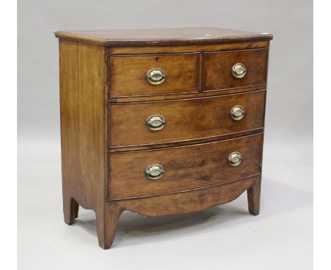 A George IV mahogany bowfront chest of two short and two long drawers, on bracket feet, height 86cm, width 88cm, depth 48cm.B