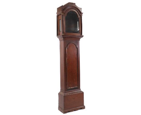 An oak longcase clock case,19th century, case and hood only, no workings,209cm highglazed hood 30.5cm wideCondition ReportCas