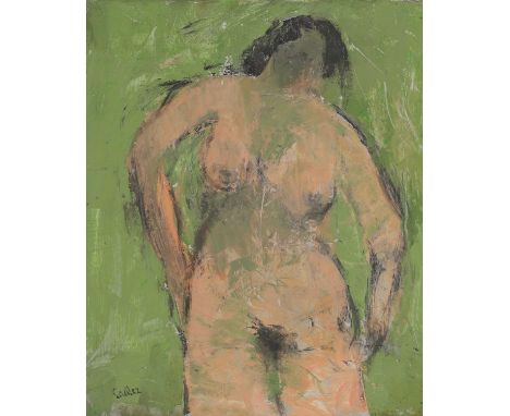 ▴ Robert Sadler (1909-2001)Nude on green signed 'Sadler' l.l., acrylic on board46.5 x 38.5cmCondition ReportFramed: 48 x 40cm