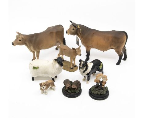 Animal figures to include Beswick 'Black Faced Sheep', Beswick 'Sheepdog' small, 3 North Light figures of cattle, a small St 