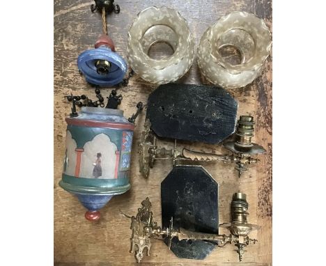 Light Fittings, one is a wonderful 1920s child’s play room or nursery hand painted with Middle East Sinbad street scene (top 
