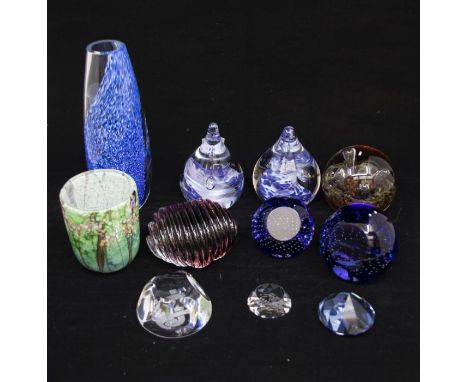 A collection of glass to include: Taj studio beaker together with various Caithness paperweights and vases (Q) 1 box&nbsp;&nb