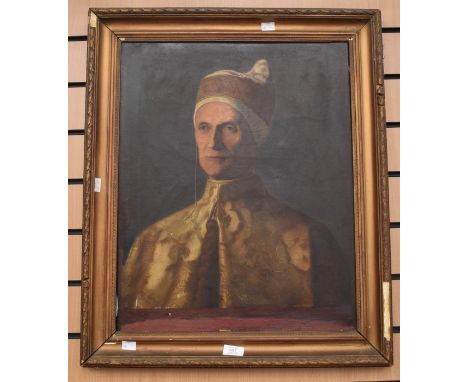 Circa 1908, John L Reilly, portrait of the Doge Loredan after Bellini, 45 x 56 cms approx, a/f