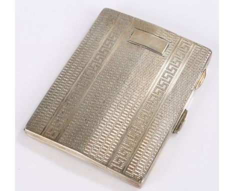 George V silver cigarette case, Birmingham 1931, maker Frederick Field, the engine turned exterior with blank rectangular car