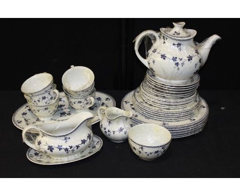 Royal Doulton Yorktown pattern blue and white dinner and tea service, with place settings for six (qty)