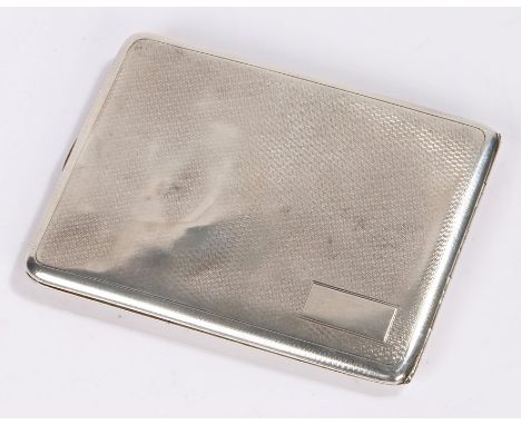 George V silver cigarette case, Birmingham 1930, maker Frederick Field Ltd, with engine turned exterior and blank rectangular