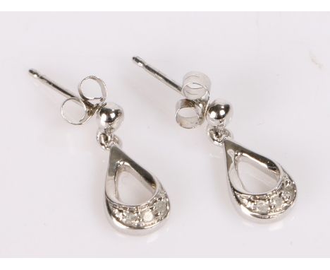 9 carat white gold and diamond set earrings