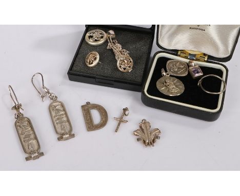 Silver jewellery, to include a Celtic Jewellery set, a pair of Egyptian earrings and a collection of pendants, (qty)