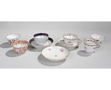 Collection of tea bowls, saucers and a cup.  To include a Derby example, Worcester example etc.(9)