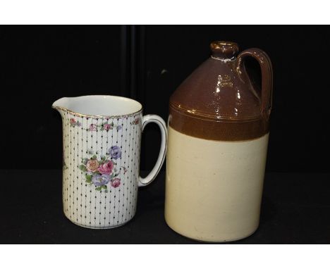 Doulton Lambeth stoneware bottle, 42cm high, together with a Wilkinson floral decorated jug, 26cm high, (2)