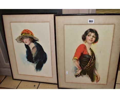 TWO CIRCA 1930 PORTRAIT PRINTS OF FEMALE FIGURES, comprising a Percy Bell Hickling print and a female figure wearing Gypsy st