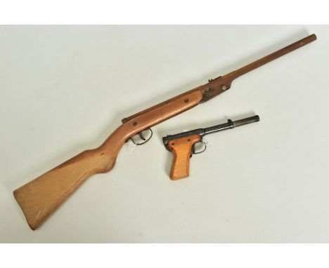 A .177'' DIANA No 2 'GAT' TYPE AIR PISTOL in good working order complete with original breech plug, the blued finish to the b