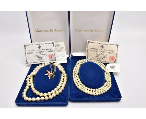THREE PIECES OF 'JACQELINE BOUVIER KENNEDY' JEWELLERY, the first a boxed three strand imitation pearl necklace, fitted with a