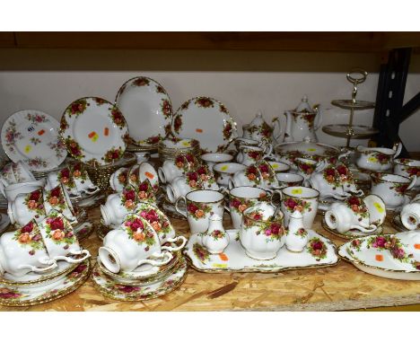 ONE HUNDRED AND FORTY THREE PIECES OF ROYAL ALBERT OLD COUNTRY ROSES TEA/DINNERWARES, comprising teapot, coffee pot, three ti