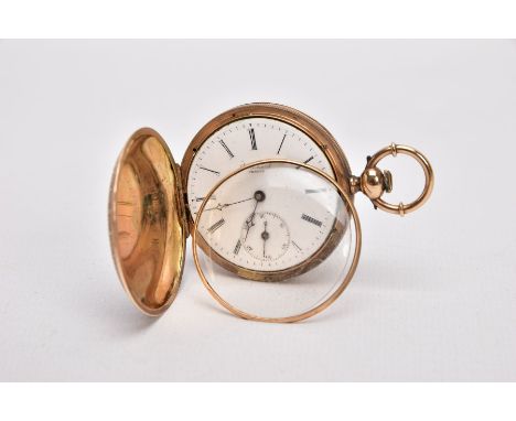 AN EARLY 20TH CENTURY DIAMOND AND ENAMEL POCKET WATCH, a yellow metal full hunter pocket watch, set with rose cut colourless 