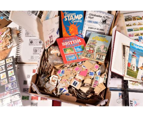 A LARGE UNTIDY ACCUMULATION OF STAMPS, kiloware and first day covers