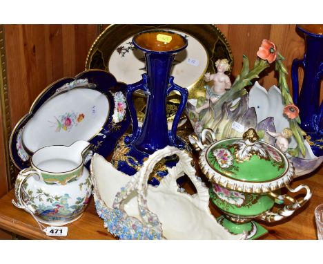 A COLLECTION OF ASSORTED LATE 19TH AND 20TH CENTURY BRITISH AND CONTINENTAL CERAMICS, including a Spode Sheringham jug, heigh