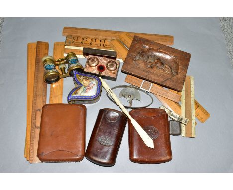 ONE BOX OF VINTAGE ITEMS, to include Bryce's 'Smallest Dictionary in the World' in metal case with magnifier, 3.5cm x 3cm inc