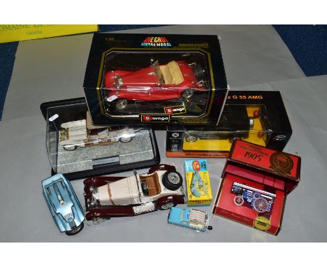 DIECAST, a collection of Diecast Vehicles comprising one Braha Mercedes-Benz G55 AMG 1:24, one Burago Mercedes Benz 500K Road