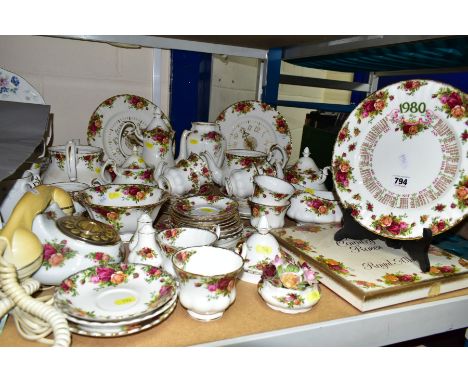 FIFTY TWO PIECES OF ROYAL ALBERT 'OLD COUNTRY ROSES' TEA/DINNERWARES AND OTHER ITEMS, comprising telephone, 1980 First Editio