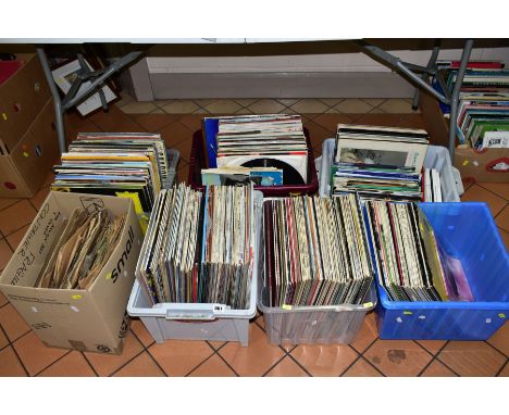 SEVEN BOXES OF LP'S, 48S AND BOOKS including LP's by Brotherhood of Man, John Denver, Simon &amp; Garfunkel, Neil Diamond, sh