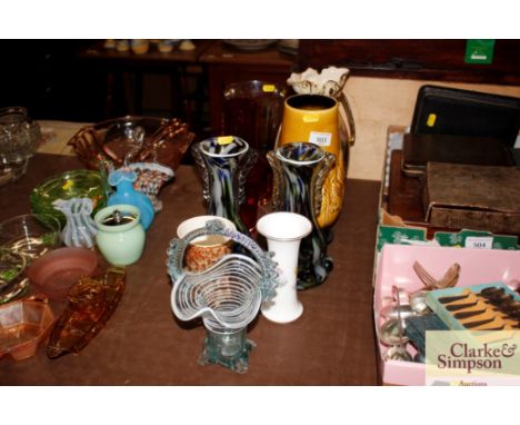 A quantity of various decorative vases to include Royal Worcester "Alpine Flowers", Devon Honeycomb"; a pair of 1960's "End O