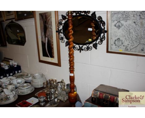 A barley twist column standard lamp and shade 